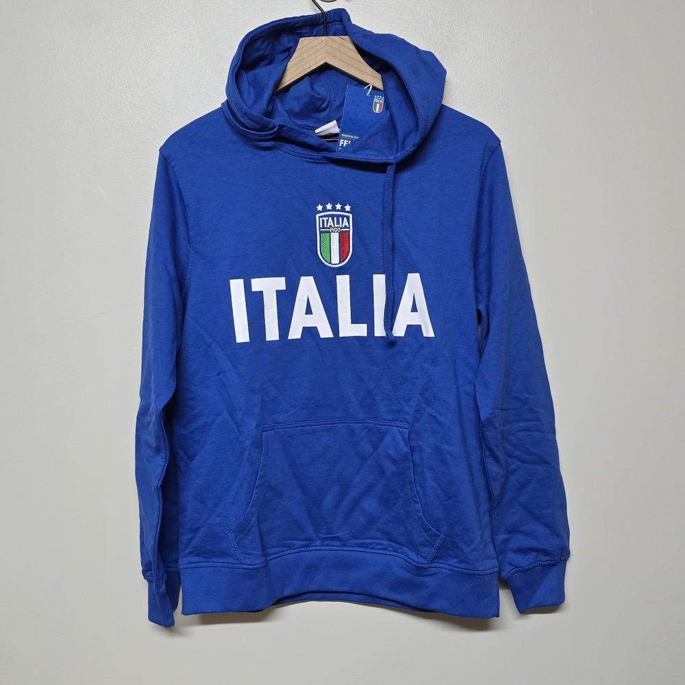 Official ltalia(ltalian) Blue‎ Soccer/Rugby FIGC Hoodie Sweatshirt Sz Small NWT